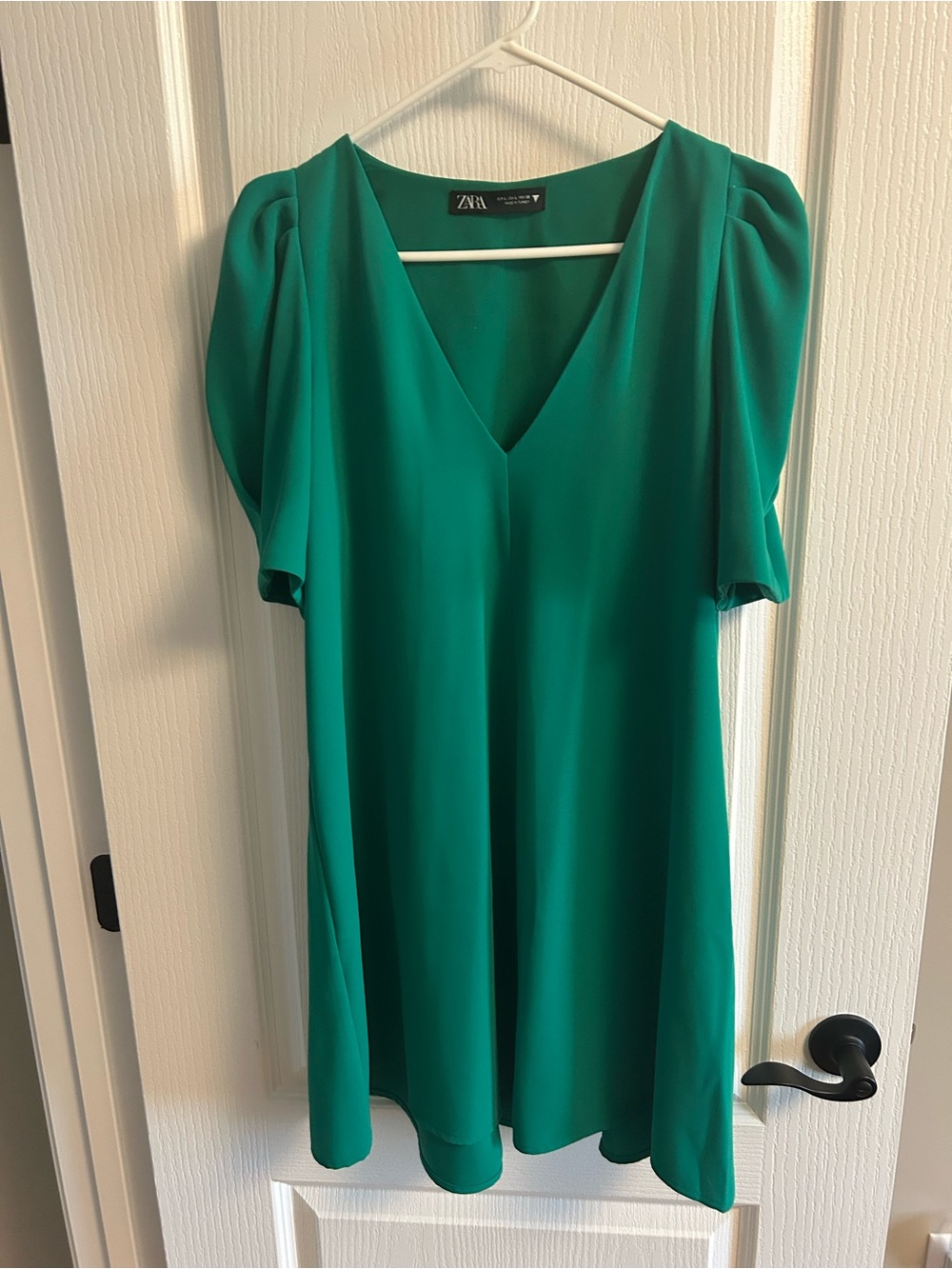 Zara Vibrant Green Blouse with V-Neck